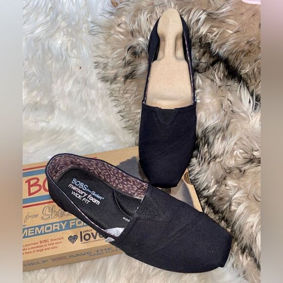 Skechers BOBS Peace & Love Black Canvas Slip-On Shoes Womens Size 9.5/39.5U wide - Picture 7 of 11